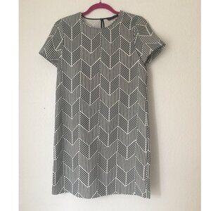 Zara Shift Dress - Small - Size S Mini Dress- Black and White Geometric Pattern